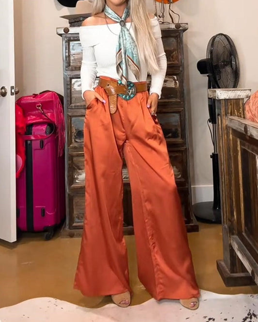 Comfortable High Waist Wide Leg Trousers
