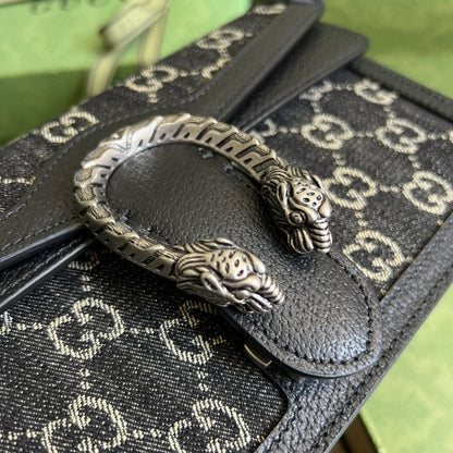 gg Dionysus Small gg Shoulder Bag Black And Ivory gg Denim Jacquard For Women 10in/25cm 499623
