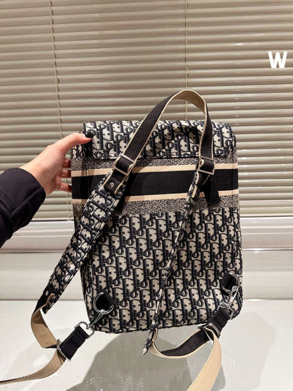BALO Dior Backpack Blue Dior Oblique Embroidery