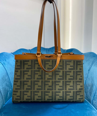 FI Peekaboo x Tote Bag Khaki For Women, Bags 15.7in/40cm FF 8BH374