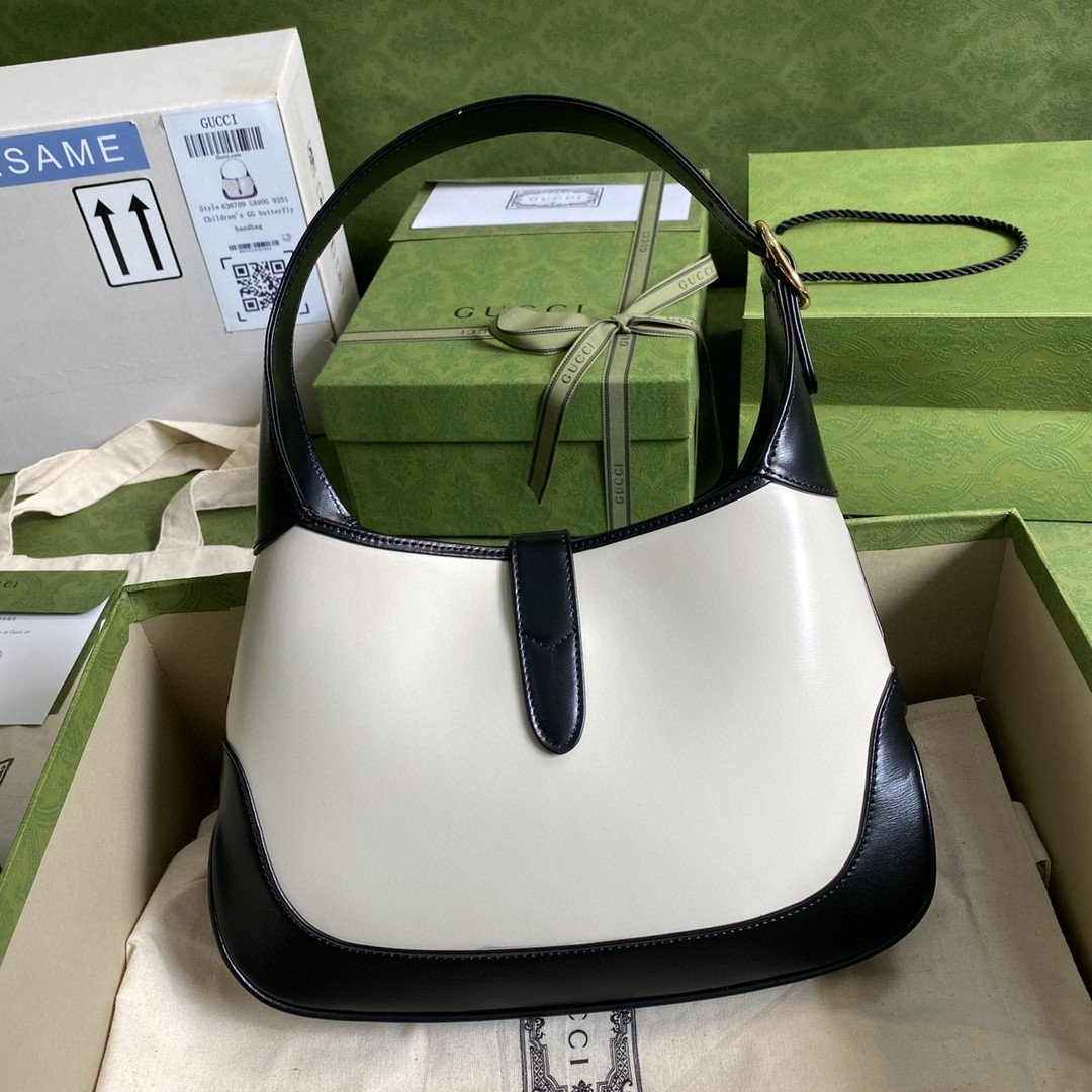 gg Jackie 1961 Small Shoulder Bag White With Black 11in/28cm 636706 10OBG 9099