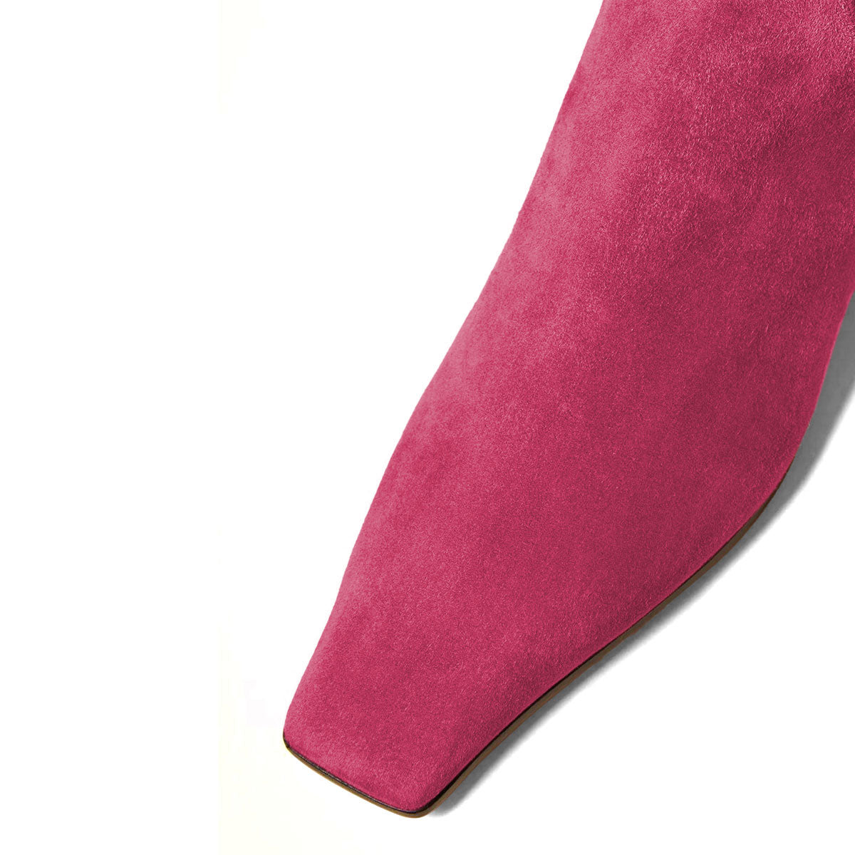 Fuchsia Square Toe Zipper Ankle Boots for Women with Chunky Heel