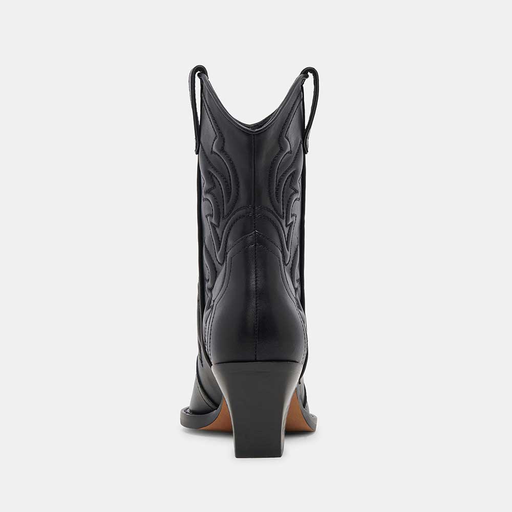 Fashion Pointed Toe Embroidered Ankle Length Cowgirl Boots in Black
