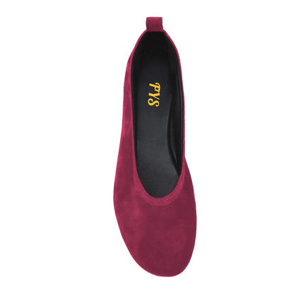 Dark Fuchsia Faux Suede Comfortable Flat Dress Shoes for Women