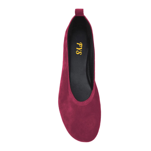 Dark Fuchsia Faux Suede Comfortable Flat Dress Shoes for Women