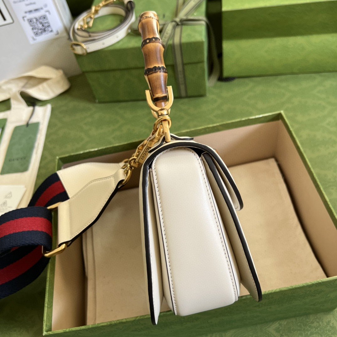 gg Bamboo 1947 Small Top Handle Bag White For Women 8.3in/21cm gg 675797 10ODT 8454