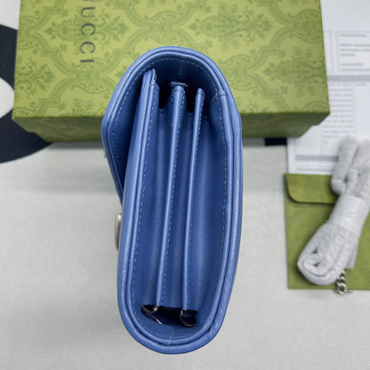 gg Marmont Super Mini Bag Blue For Women, Women&#8217;s Bags 6.2in/17cm gg 476433 DTD5F 4340