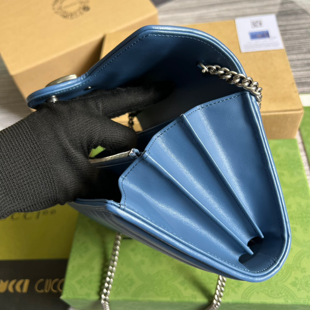 gg Marmont Super Mini Bag Blue For Women, Women&#8217;s Bags 6.2in/17cm gg 476433 DTD5F 4340