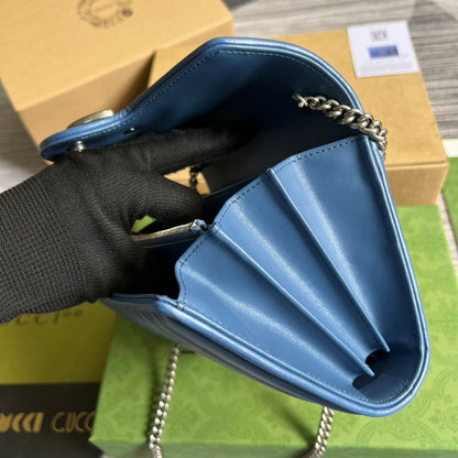 gg Marmont Super Mini Bag Blue For Women, Women&#8217;s Bags 6.2in/17cm gg 476433 DTD5F 4340