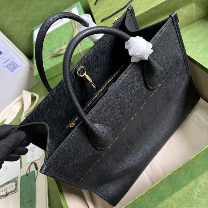 gg Small tote With gg Logo Black For Women 12.4in/31.5cm gg 674822 0E8IG 1000