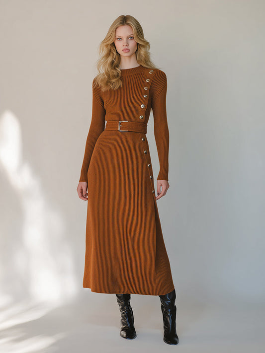 Fashionable Skinny Pumpkin Yellow Knit Maxi Dress