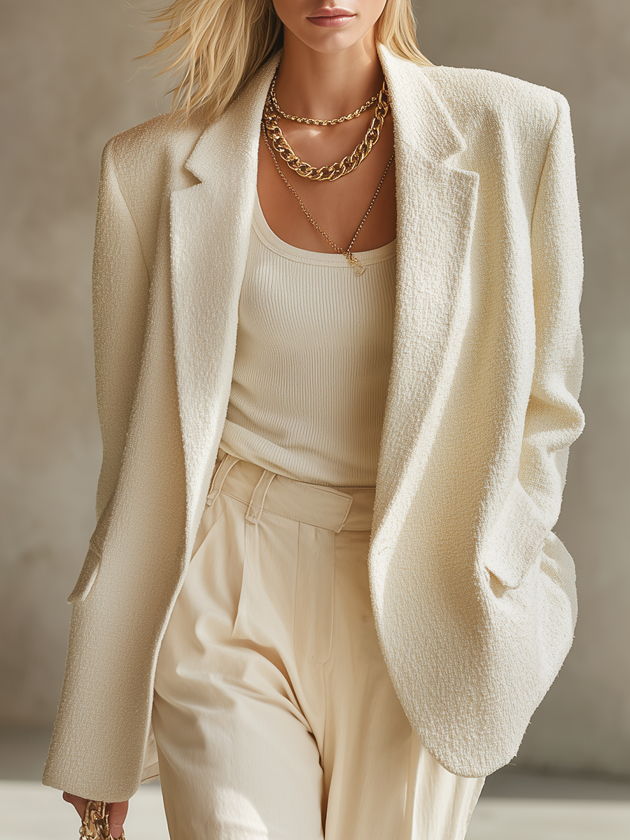 Elegant And Refined Tweed Blazer