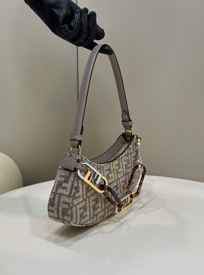 FI O’Lock Swing Dove Gray Tapestry Fabric Bag For Woman 32cm/12in