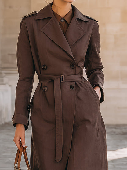 Dark Chocolate Double-Breasted Trench Coat