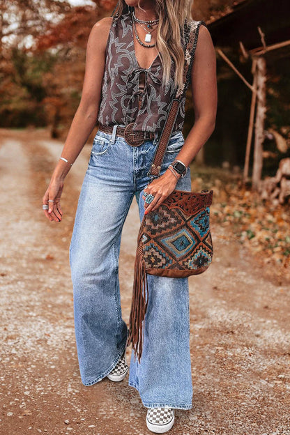 Boot Stitch Lace-Up Vest