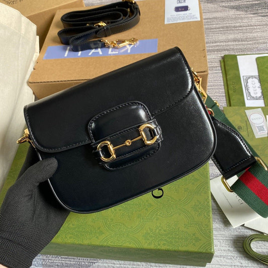 gg Horsebit 1955 Mini Bag Black For Women, Women&#8217;s Bags 8in/21cm gg 658574 18YSG 1060