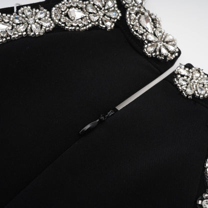 Babette Black Crystal Embellished Mini Dress