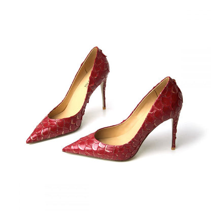 Genuine Leather Pointed Toe 4'' Stiletto Heel Pumps for Women