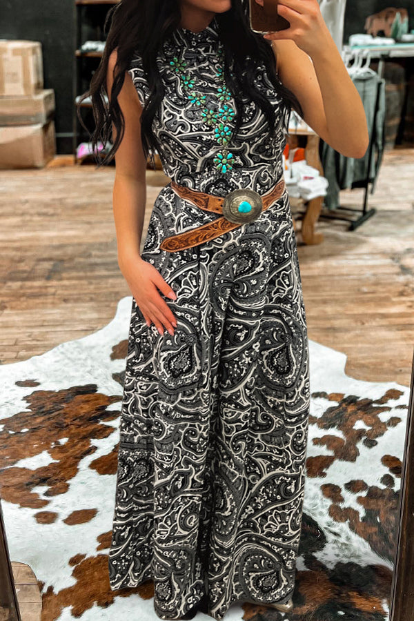 Pretty Paley Print Wide Leg Jumpsuit