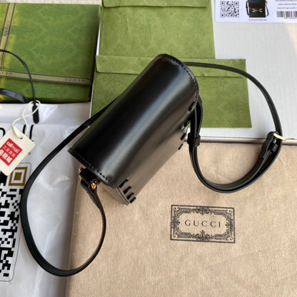 gg Horsebit 1955 Mini Bag Black For Women And Men 6.7in/17cm gg 625615 0YK0G 1000