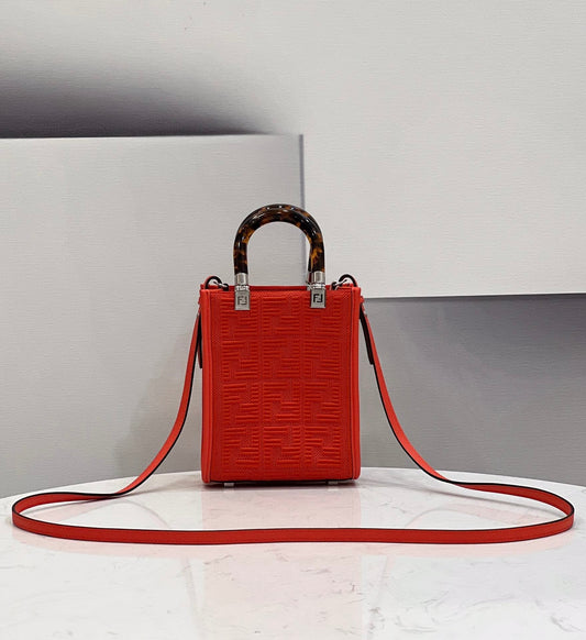 FI Mini Sunshine Shopper Red For Women, Handbags, Shoulder And CrossBody Bags 7.1in/18cm FF 8BS051
