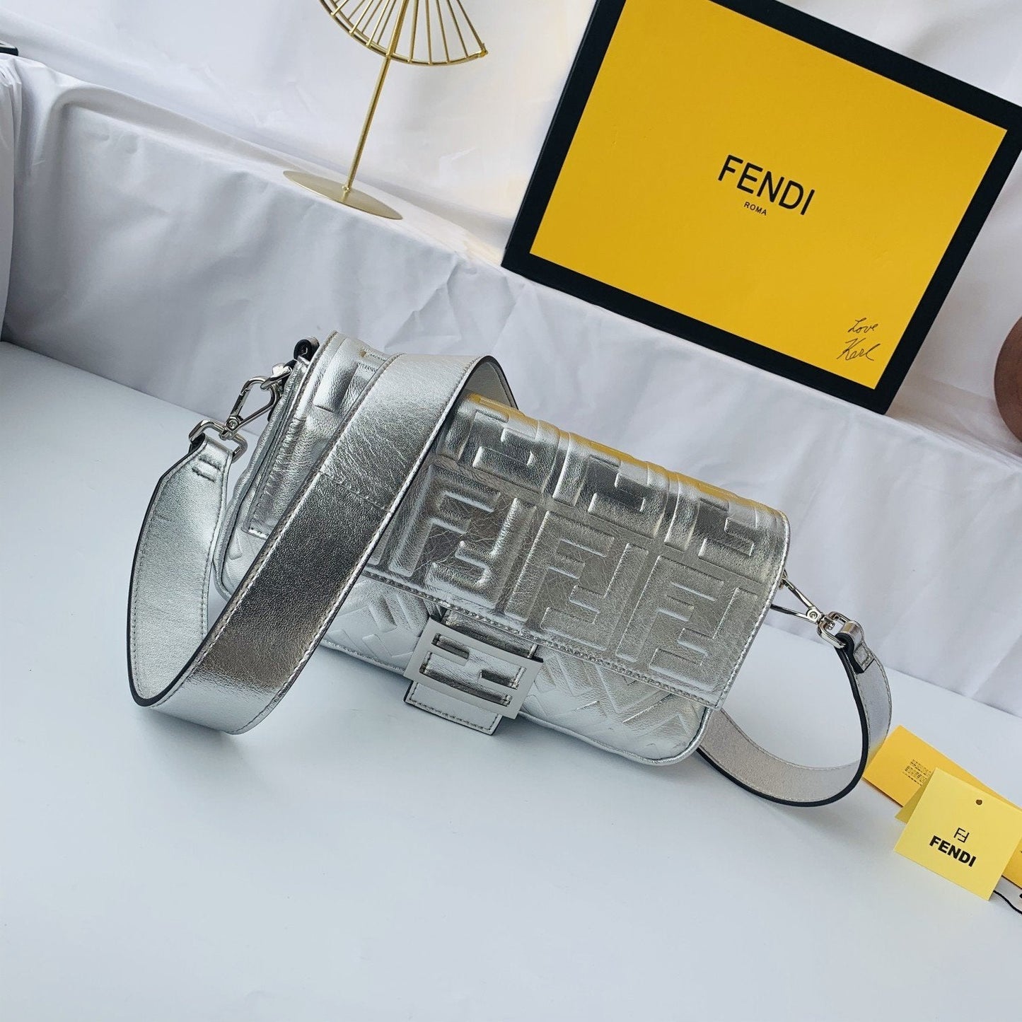 FENDI Baguette metallic shoulder bag