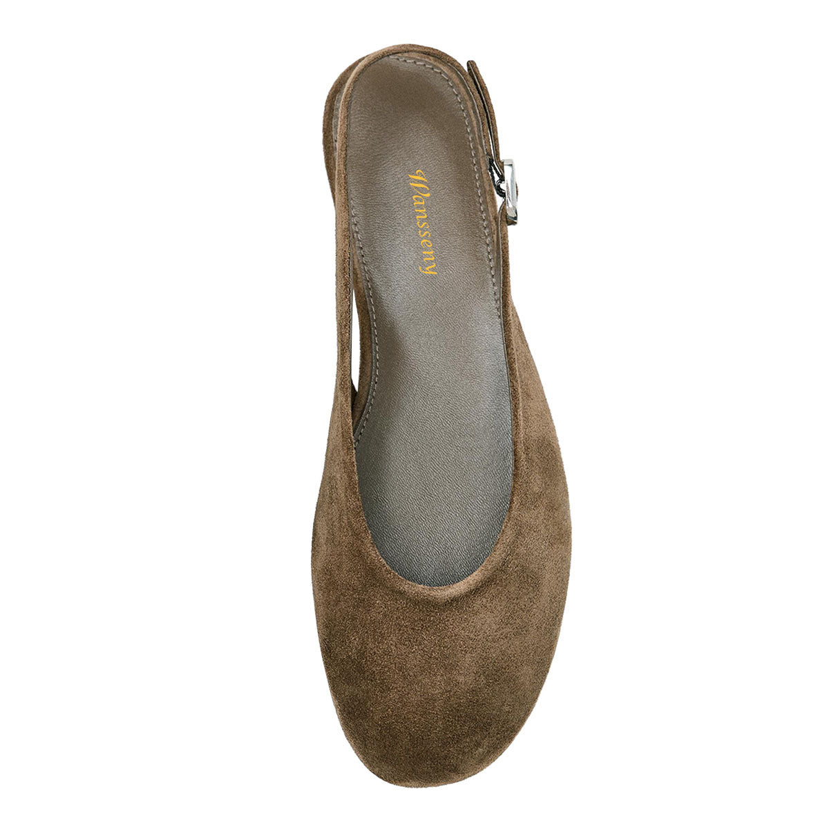 Elegant Round Toe Buckle Flat Slingback Pumps Shoes in Taupe