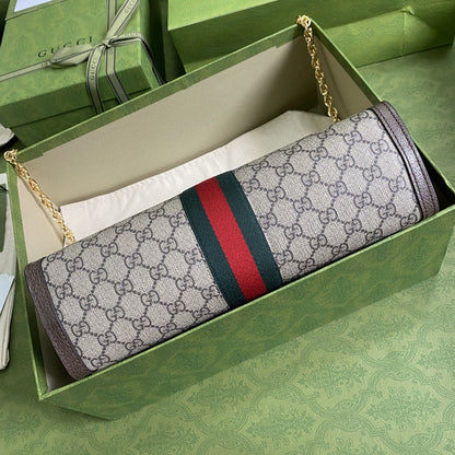 gg Ophidia gg Medium Shoulder Bag Beige/Ebony gg Supreme Canvas Green And Red Web For Women 13in/32.5cm gg 503876 K05NG 8745