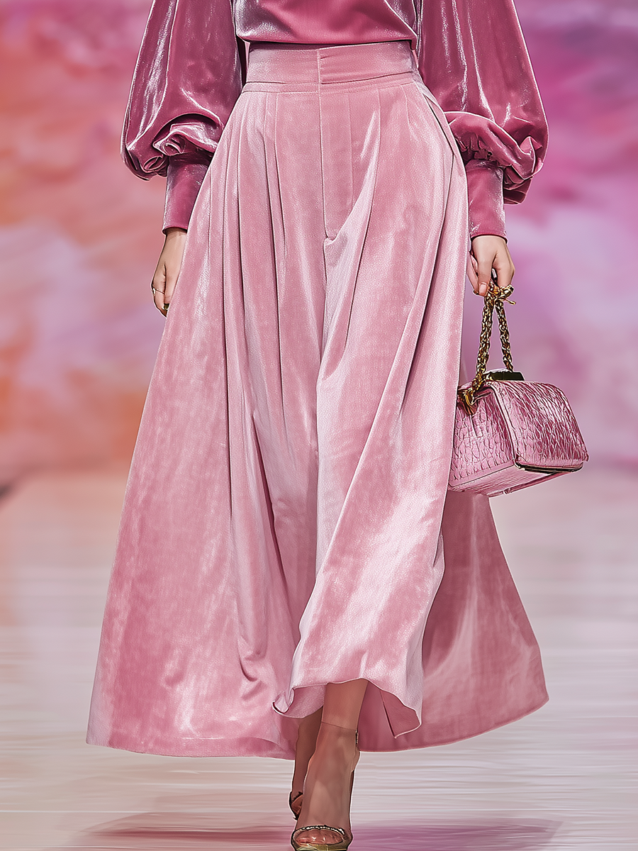 Elegant Velvet Stand-up Collar Long-sleeved T-shirt And Skirt Set