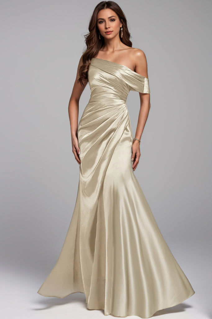 Formal Maxi Dress Off-Shoulder Satin Mermaid Dress Mother of the Bride Dress