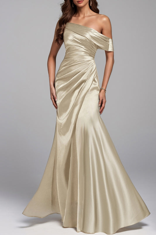 Formal Maxi Dress Off-Shoulder Satin Mermaid Dress Mother of the Bride Dress