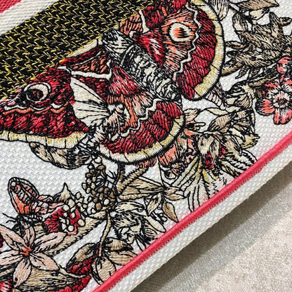 DI Medium Book Tote Multicolor Butterfly Embroidery, Red/White, For Women Women’s Handbags, 36cm CD
