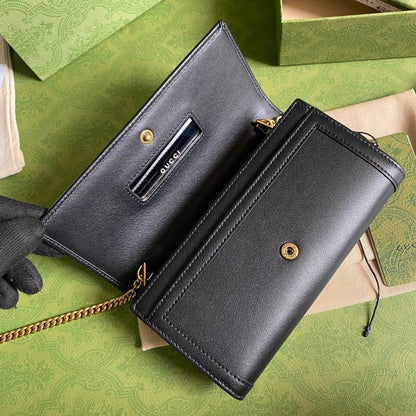 gg Diana Chain Wallet With Bamboo Black For Women, Women&#8217;s Bags 7.4in/19cm gg 658243 17Q0T 1000