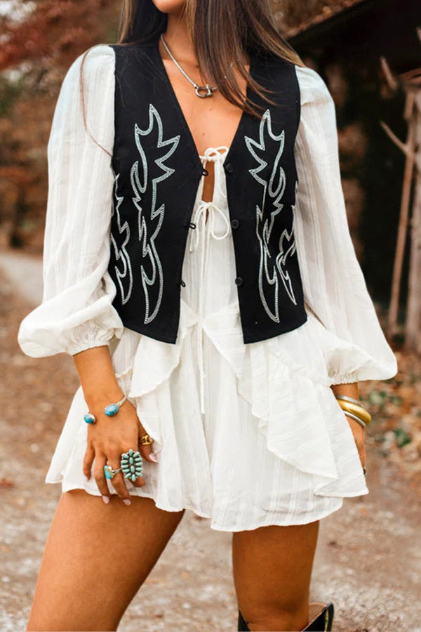 Layered Ruffled Bow Romper