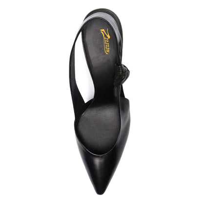Elegant Pointed Toe Slip On Slingback Pumps Women's Black Heels