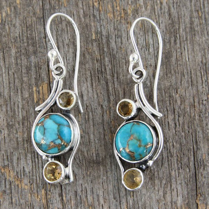 925 Sterling Silver Bohemian Citrine Turquoise Jewelry