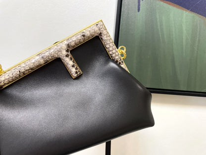 FI First Small Black with python Bag For Woman 26cm/10in 8BP129AGWRF1G5K