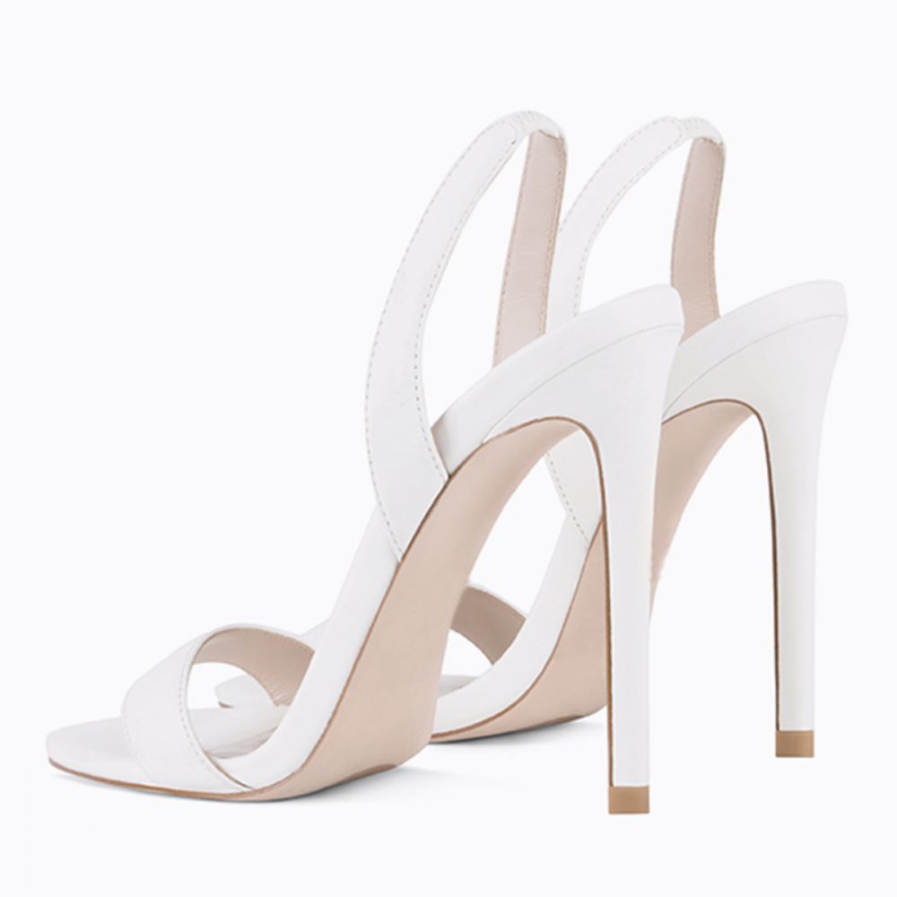 Elegant White Open Toe Stiletto Heel Women's Sandals with Slingback