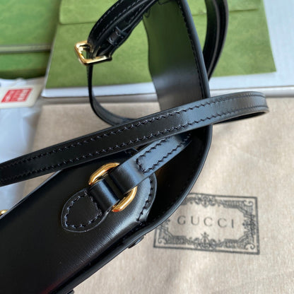gg Horsebit 1955 Mini Bag Black For Women And Men 6.7in/17cm gg 625615 0YK0G 1000