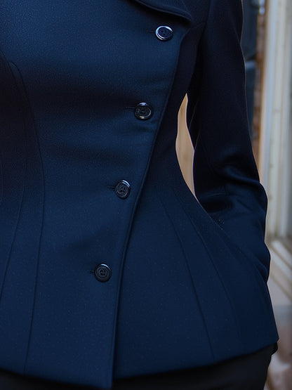 Elegant Sculpted High-Collar Hourglass Blazer