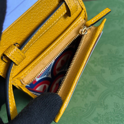 gg x Adidas Card Case With Horsebit Yellow For Women, Women&#8217;s Bags 4.2in/11cm gg‎ 702248 DJ24G 7673