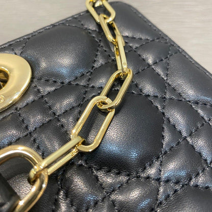 DI Lady D-Joy Bag Black Cannage, Black Handbags, 26cm CD M0540ONGE_M900