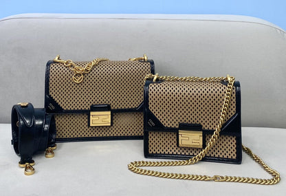 FI Medium Kan U Black and Brown Bag For Woman 25cm/10in