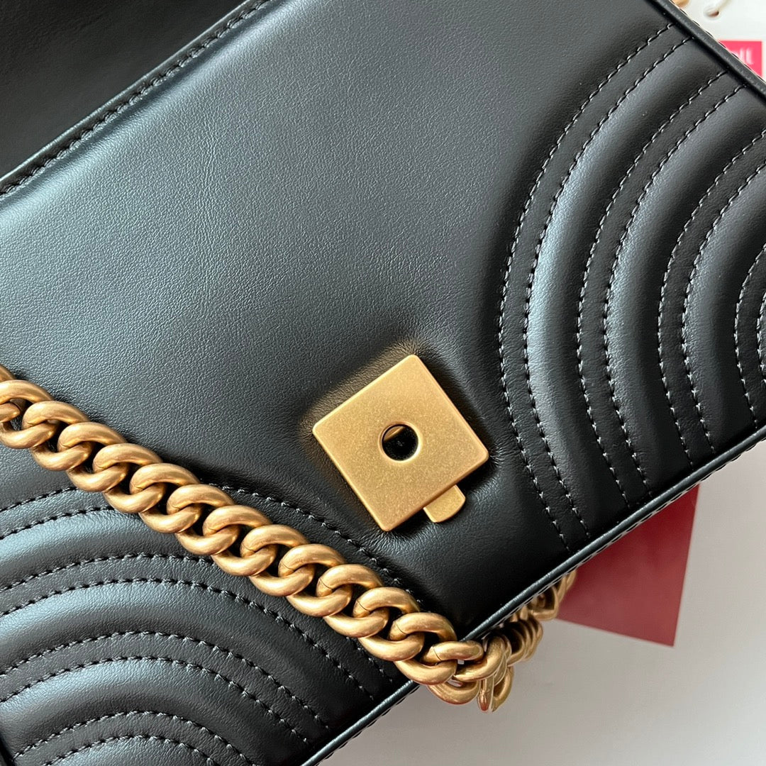gg Marmont Mini Top Handle Bag Black For Women, Women&#8217;s Bags 8.3in/21cm gg ‎547260 DTDIT 1000