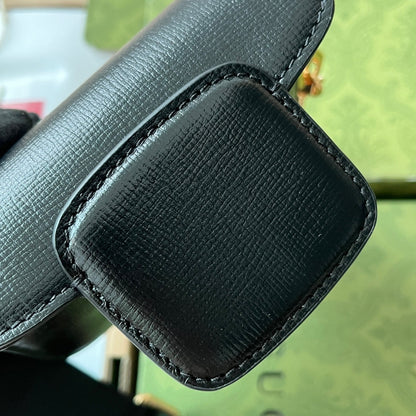 gg Horsebit 1955 Strap Wallet Black For Women, Women&#8217;s Bags 4.7in/12cm gg 699760 18YSG 1060