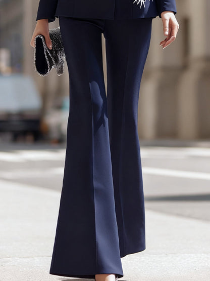 Elegant Navy Blue Embroidered Suit Set
