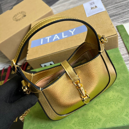 gg Jackie 1961 Lizard Mini Bag Gold For Women, Women&#8217;s Bags 7.5in/19cm gg ‎