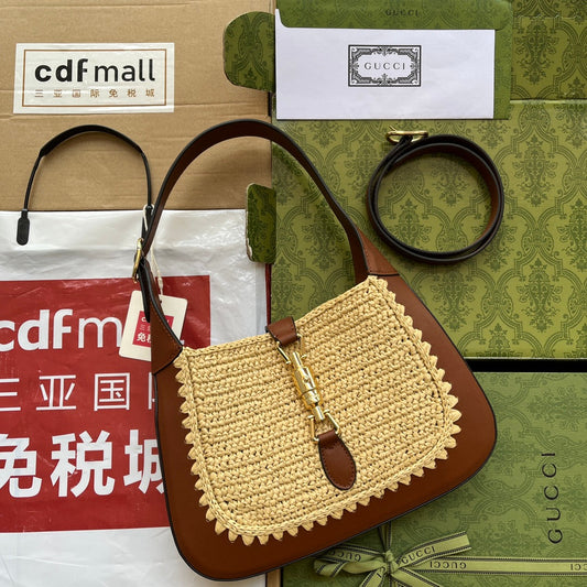 gg Jackie 1961 Small Bag Beige And Brown For Women, Women&#8217;s Bags 10.8in/27.5cm gg‎ ‎‎