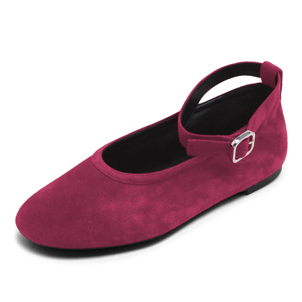 Dark Fuchsia Faux Suede Comfortable Flat Dress Shoes for Women