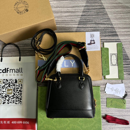 gg x Adidas Horsebit 1955 Mini Bag Black For Women, Women&#8217;s Bags 7.9in/20cm gg‎ 677212 U3ZDG 8726